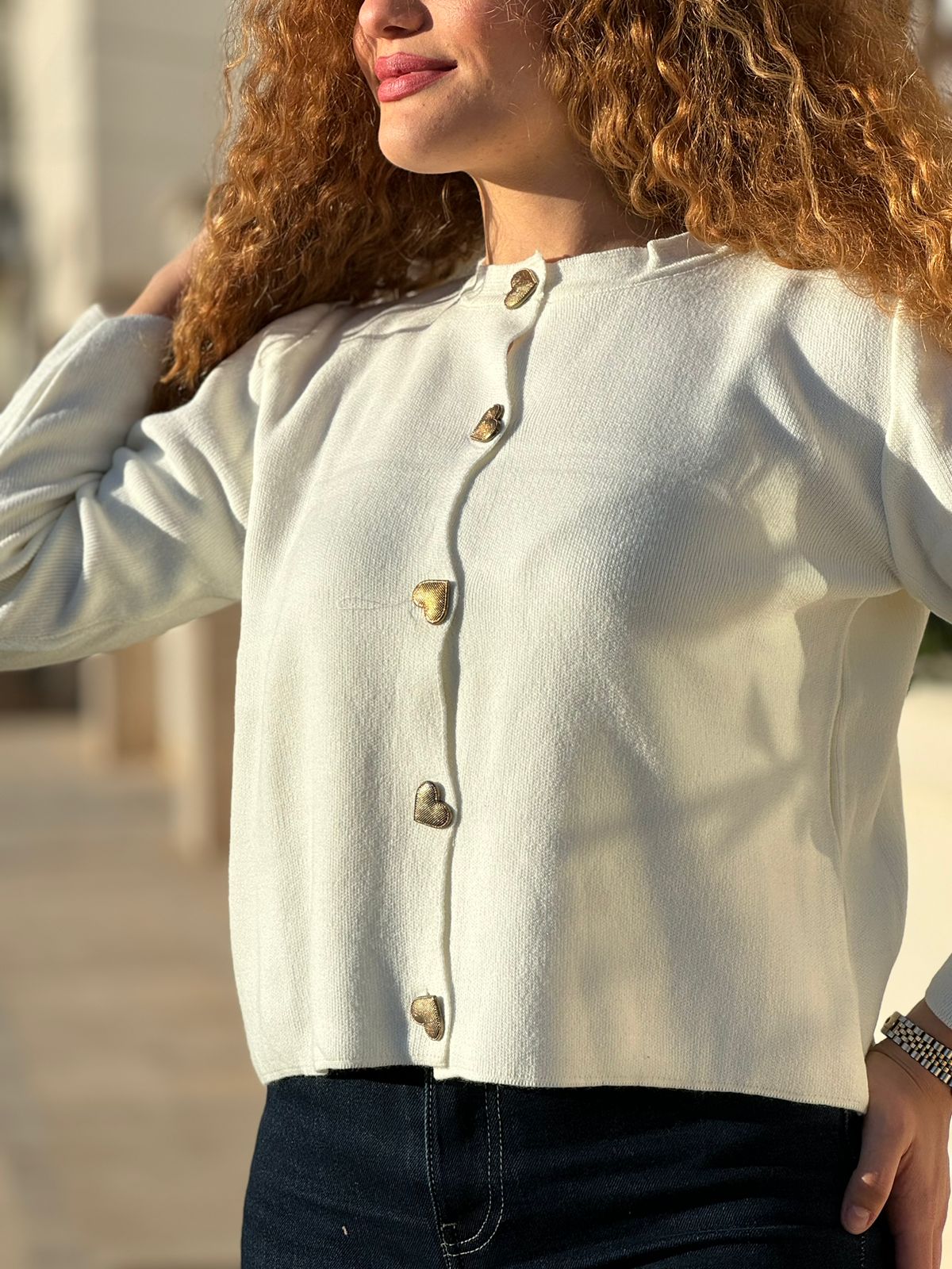 cardigan coeur blanc